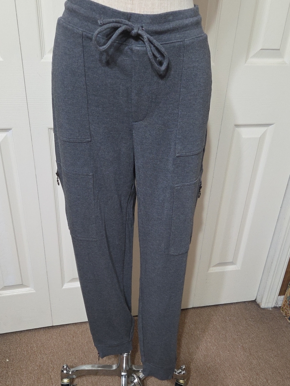 White House Black Market Charcoal Gray Drawstring Cargo Joggers